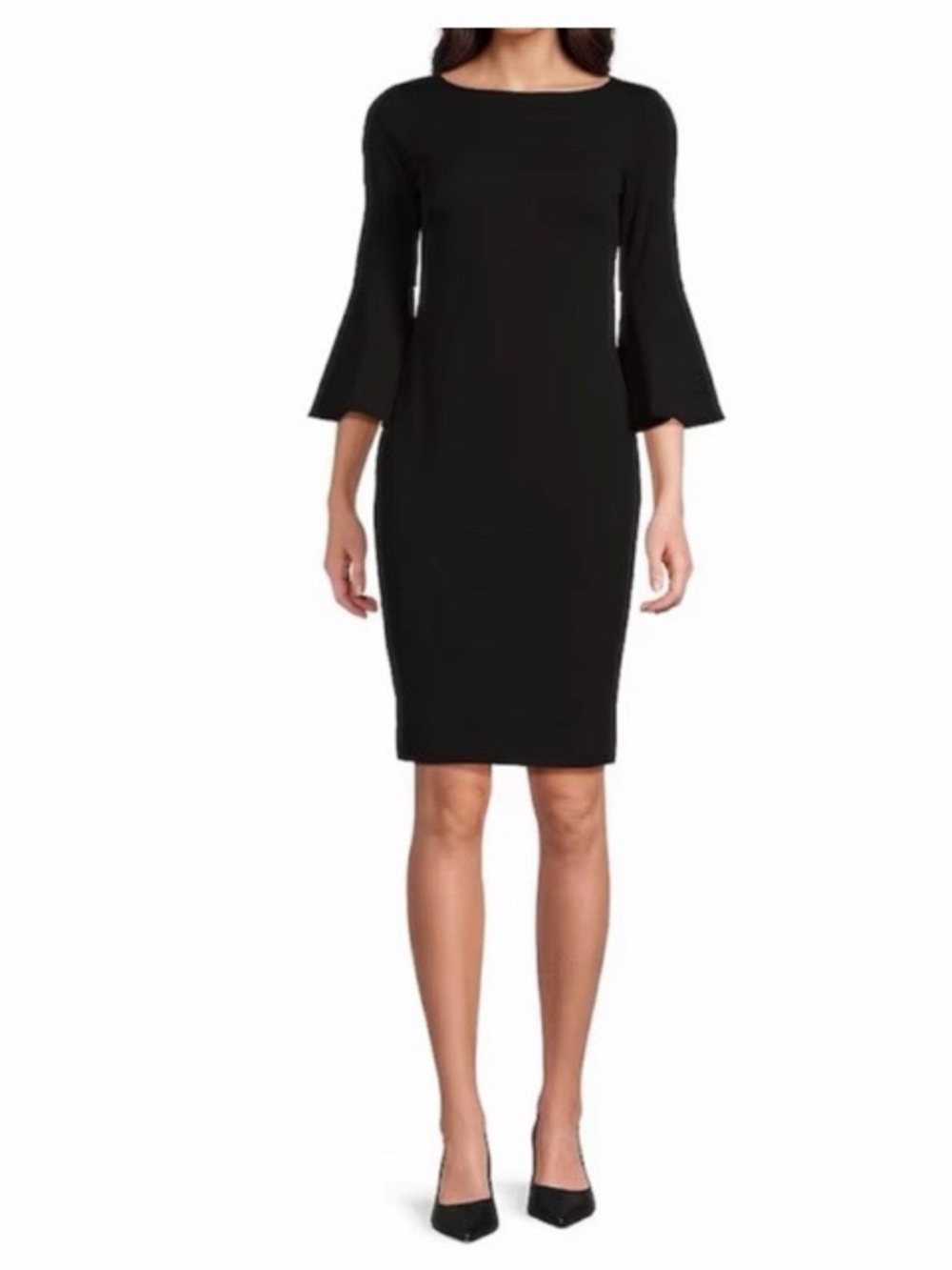 Calvin Klein Bell Sleeve Black‎ Sheath Dress